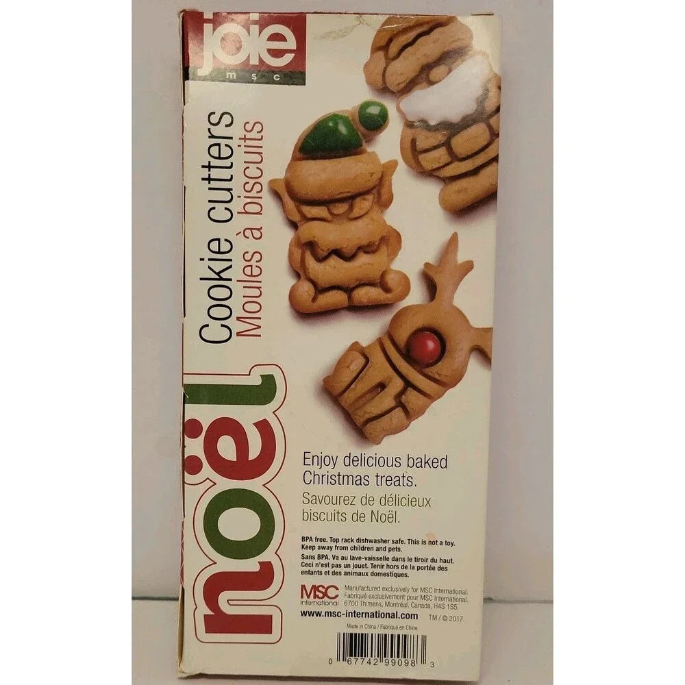 Joie Noel Christmas Cookie Biscuit Cutters Elf Reindeer Santa Claus 3pc